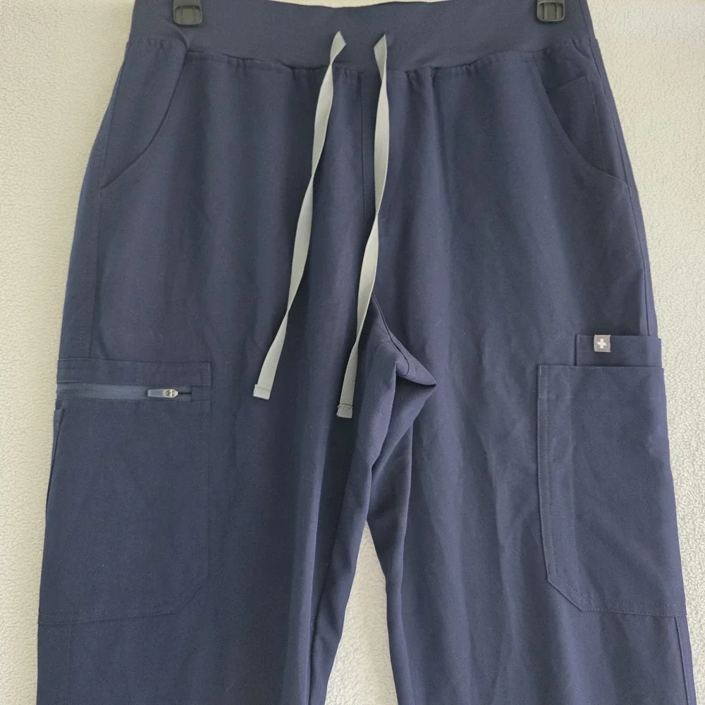 FIGS Scrub Pants Navy Blue L Technical Collection Drawstring Pockets